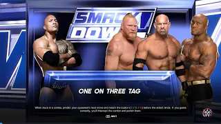 The Rock vs Goldberg and Brock Lesnar and Bobby Lashley Handicap Match WWE 2K23 pc gameplay 2023