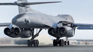 Monstrously Powerful US B-1 Lancer Starts its Engines and Takes off at Full Afterburner