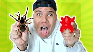 GUMMY FOOD vs. REAL FOOD CHALLENGE!! (EATING LIVE SPIDERS) GIANT GUMMY FOOD