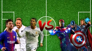 Messi Ronaldo Neymar vs Thor Iron Man Captain America.  (Funny video💪🔥)