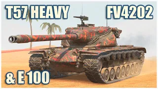 T57 Heavy, FV4202 & E 100 • WoT Blitz Gameplay