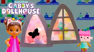 🌈 Colorful Window Crafting With Baby Box 🎨| GABBY'S DOLLHOUSE TOY PLAY ADVENTURES