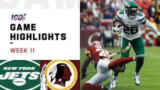 Jets vs. Redskins Week 11 Highlights | NFL 2019