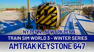 TSW3 Winter Series ❄️: Amtrak Keystone 647 [NY Penn - Newark Penn] | Metroliner Cab Car