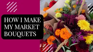 How I make my Market Bouquets | How I Wrap in Kraft Paper | Flower Packaging Vlog