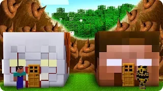 CASA DE PAYASO IT NOOB Y CASA DE HEROBRINE PRO VS TSUNAMI DE CACA EN MINECRAFT 😱