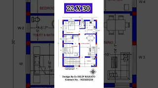 22x30 House Plan ! 22 by 30 ghar ka naksha #shorts