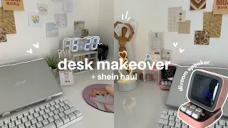 aesthetic desk makeover + shein haul (ft. Divoom ditoo)