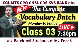Class 03 The Complete Vocabulary Batch on YouTube by Jaideep Sir|CGL CPO CHSL MTS CDS..for all exams