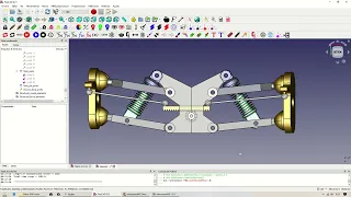 FreeCAD + MBDyn RC model car front suspension and steering