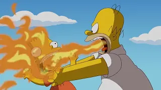 Homer breathes fire in Bart's face (The Simpsons)