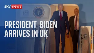 President Biden arrives in UK amid concerns over Ukraine cluster bombs