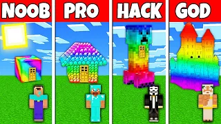 Minecraft Battle: NOOB vs PRO vs HACKER vs GOD! RAINBOW SPECTRITE HOUSE BUILD CHALLENGE in Minecraft