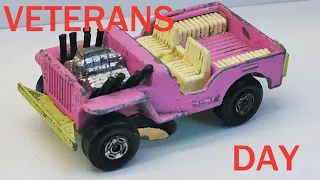 Jeep Hod rod no. 2. Custom Matchbox restoration Diecast car. Making bonet. Veterans Day