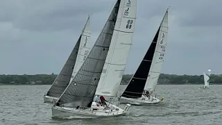 J105 heavy air one design racing with onboard crew discussion and tactics 12.8 KTS of boat speed