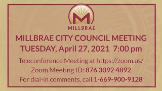 Millbrae City Council Meeting - April 27, 2021