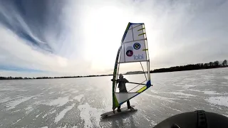 First time ever windsurfing on ice - SICK experience!