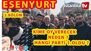 (SAYAÇLI)MONTAJSIZ ESENYURT HALKI YARIN SEÇİM OLSA HANGİ PARTİYE OY VERECEK?3 SORU (2.Bölüm)Top.4Blm