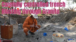 Carefully controlled trench Blasting through Granite (4K)