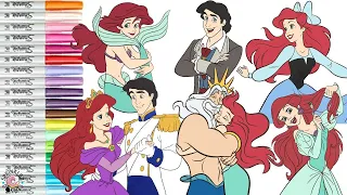 Disney Princess Coloring Book Compilation Princess Ariel Prince Eric Flounder King Triton