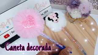 Como fazer caneta decorada com pompom - passo a passo