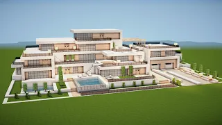 Build LARGEST MODERN LUXURY MANSION with POOL in MINECRAFT TUTORIAL [HOUSE 287] Part 2