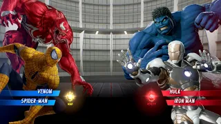 venom & Spiderman Vs Hulk & Ironman [Very Hard]AI Marvel vs capcom Hulk