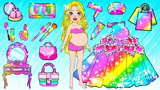 Học Làm Búp Bê Giấy - Trang Điểm Cho Mẹ Bầu Rapunzel | Barbie Beauty Salon - Câu Chuyện Của Barbie