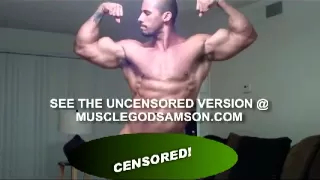 Nude Muscle Flexing Bodybuilder Samson Biggz