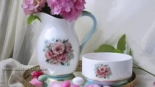 Decoupage of ceramic Vase & Jug Epoxy Resin DIY ideas