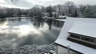 Snow on Lake Arrowhead Clubhouse in Denville New Jersey