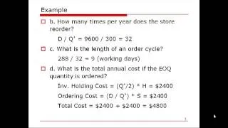 OM Calculation: EOQ and Quantity Discount