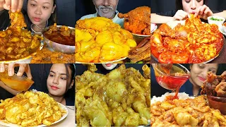 ASMR: EATING MOST OILY MUTTON FAT CURRY, SPICY CHICKEN CURRY, CHICKEN LEG PIECE |MUTTON CURRY EATING