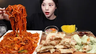 SUB)꾸덕촉촉 해물볶음짬뽕에 찹쌀탕수육 와사비크림새우 먹방!🔥🍤 중식 꿀조합 리얼사운드 Seafood Stir-Fried Jjamppong Mukbang Asmr