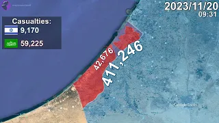 Israel-Hamas War: Every Day to December 1st Mapped using Google Earth