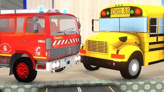 Guess The Right Door With Ice Cream Challenge Fire Truck,Car,School Bus,Tractor,JCB 3D Vehicles Game