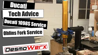 Ducati 1098S Service - Changing the Oil & Dust seals and replacing oil on Ohlins forks model FG5110