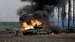 Terrifying Moment! when a US M1A2 Abrams Tank Ambushes and Blows up a Russian T-72SM Tank on its way