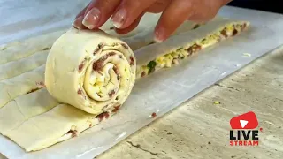 A Fast Appetizer with puff pastry salami and  cheese !