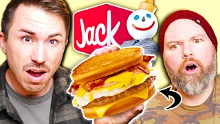 We Eat Jack in the Box BREAKFAST for the First Time - Taste Test!