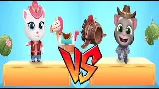 Cowboy Angela VS Cowboy Tom Talking Tom Gold Run - Catch The Raccoon Robber