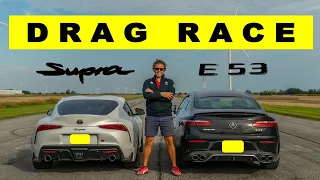 2022 Mercedes E53 AMG Coupe vs 2021 Toyota Supra GR, close but no that close  Drag and Roll Race.