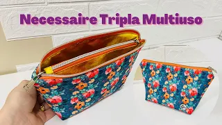 Necessaire Tripla Multiuso - Aula Gratuita - Costura Criativa DIY