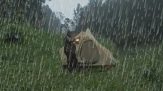 RELAXING CAMPING Heavy Rain & Thunderstorm - Rain Sounds Camping ASMR