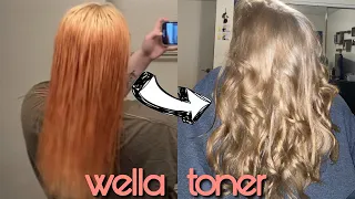 TONING ORANGE HAIR WITH WELLA T14 & 050  | Sara Lynn