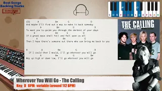 🎹 Wherever You Will Go - The Calling Piano Backing Track with chords and lyrics