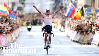 A crash and a protest: Van der Poel becomes world road cycling champion after eventful race