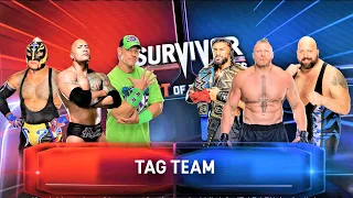 The Rock + John Cena + Rey Mysterio vs. Brock Lesnar + Roman Reigns + Big Show Tag Team | WWE 2K22