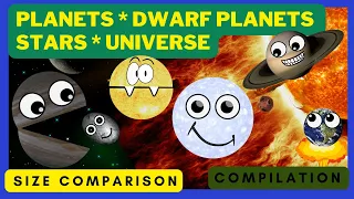 How big are celestial bodies?  Learn planets 🌏 stars and more | space video compilation