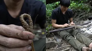 Make a crossbow for hunting - Six months of survival in the Tropical Rainforest - Episode 6